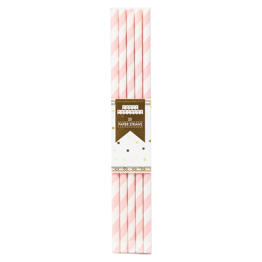 Pale Pink Striped Paper Straws