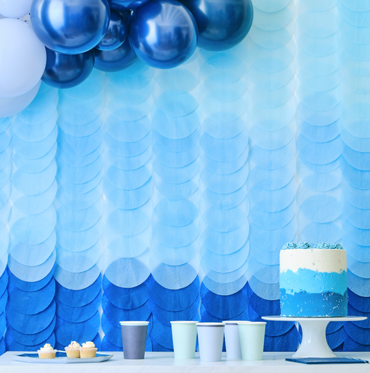 Blue Ombre Tissue Paper Disc Party Backdrop