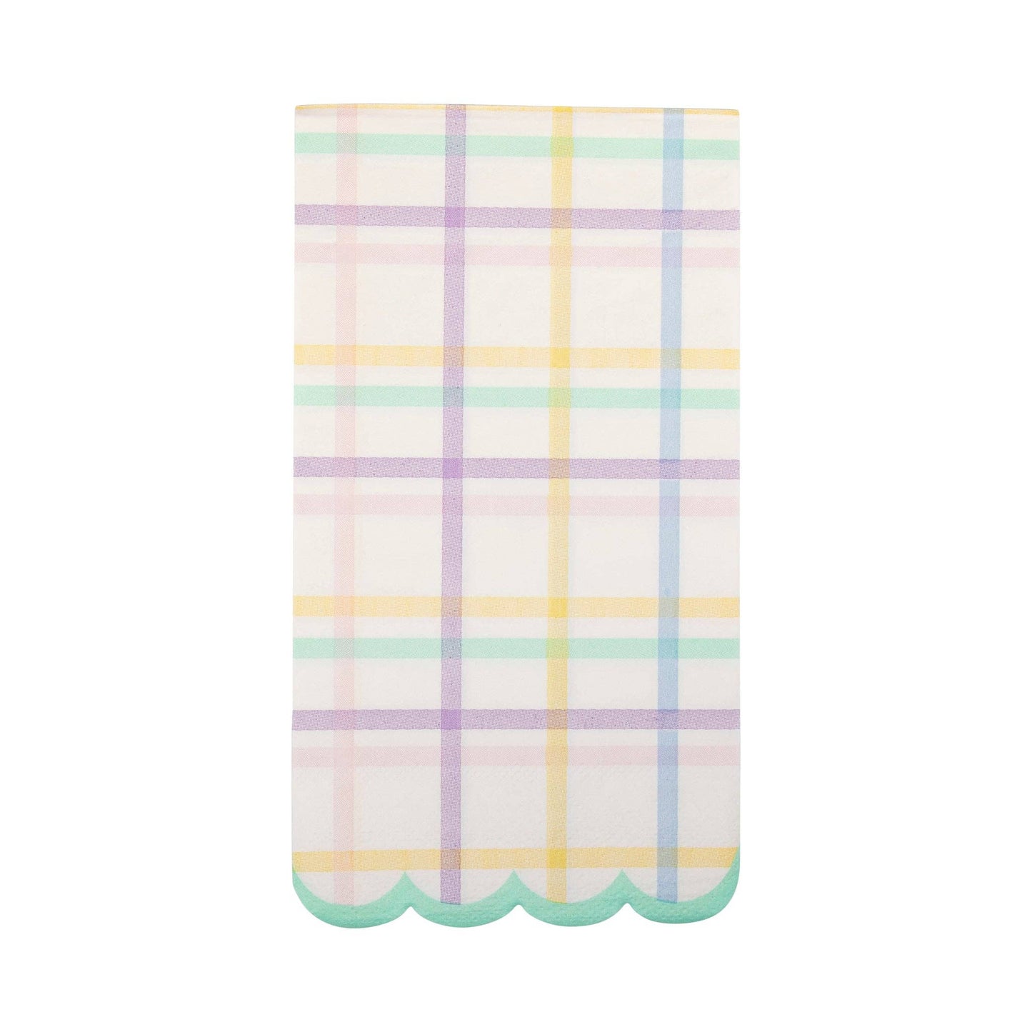 Pastel Plaid Scalloped Guest Towel Napkins - 24pk