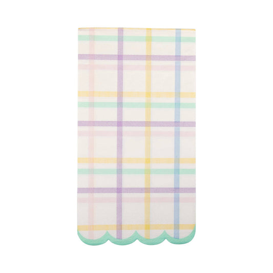 Pastel Plaid Scalloped Guest Towel Napkins - 24pk