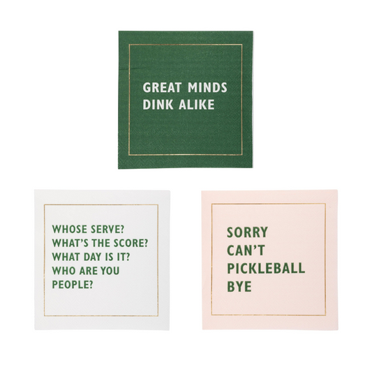 Pickleball Sayings Assorted Beverage Napkin Set - 18pk