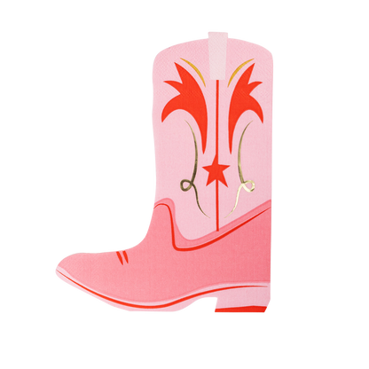 Pink Boot Shaped Paper Dinner Napkins - 18pk