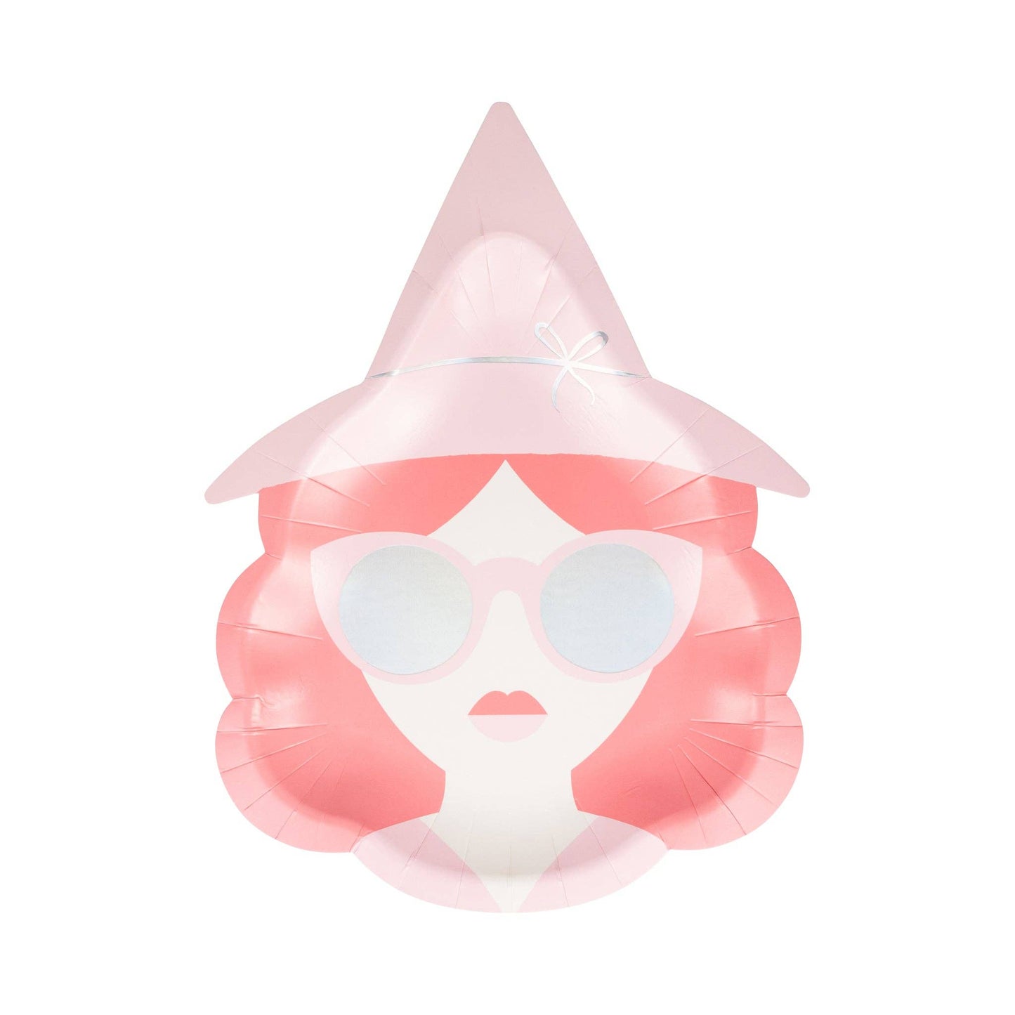 Pink and white character-shaped product on a white background