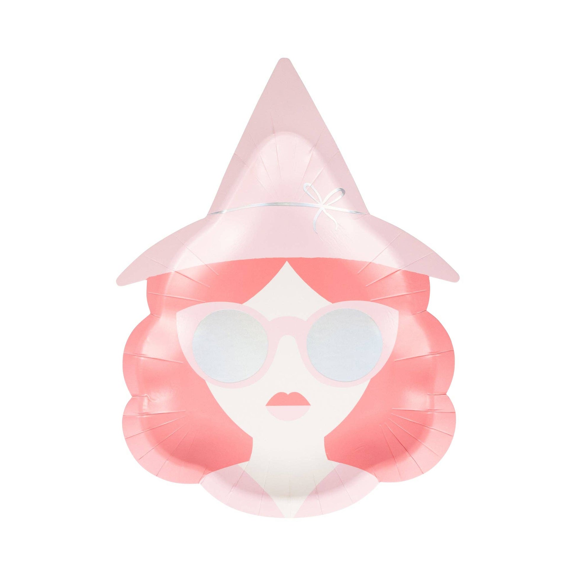 Pink and white character-shaped product on a white background