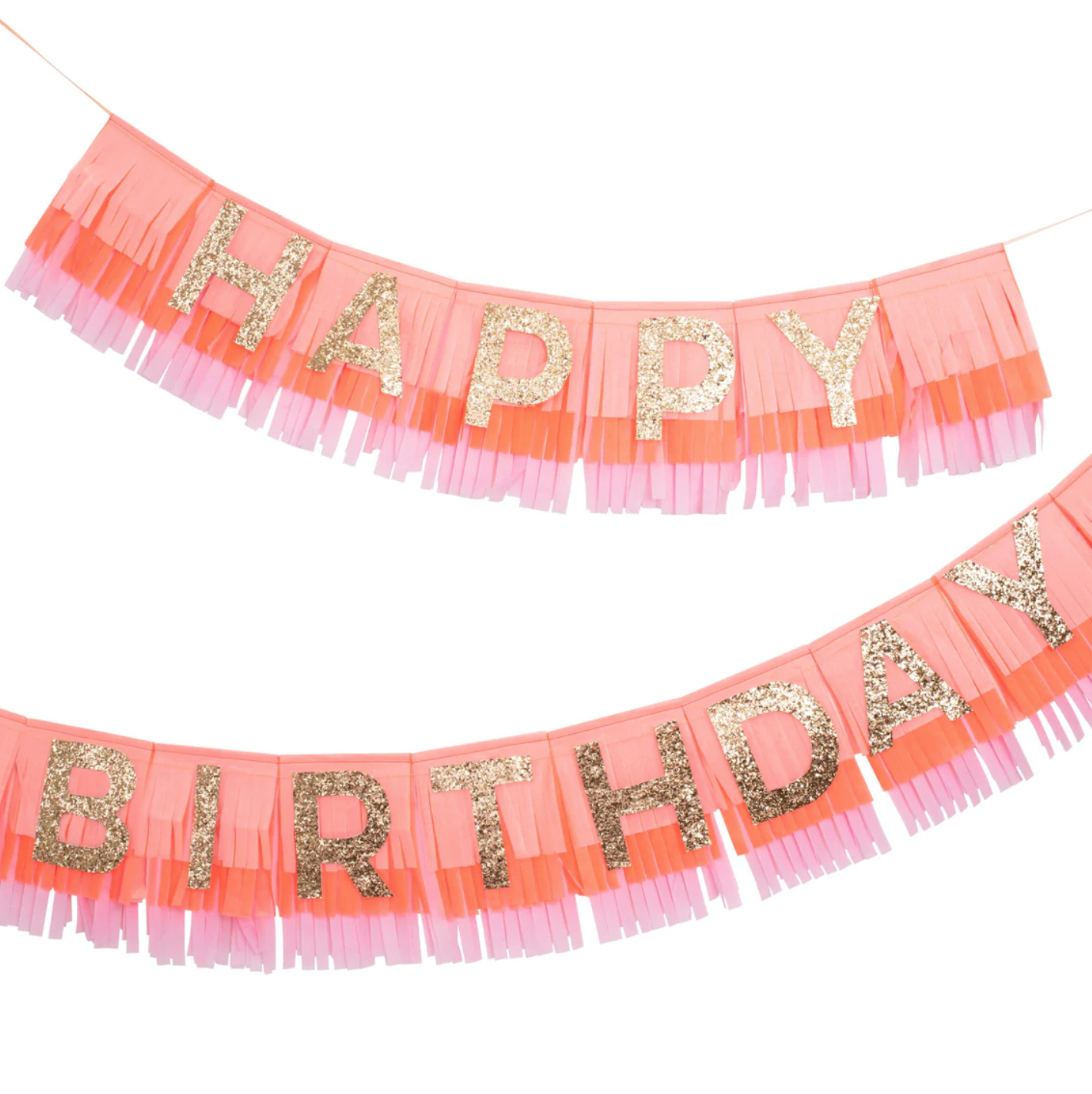 Pink & Coral Happy Birthday Banner Fringe Garland