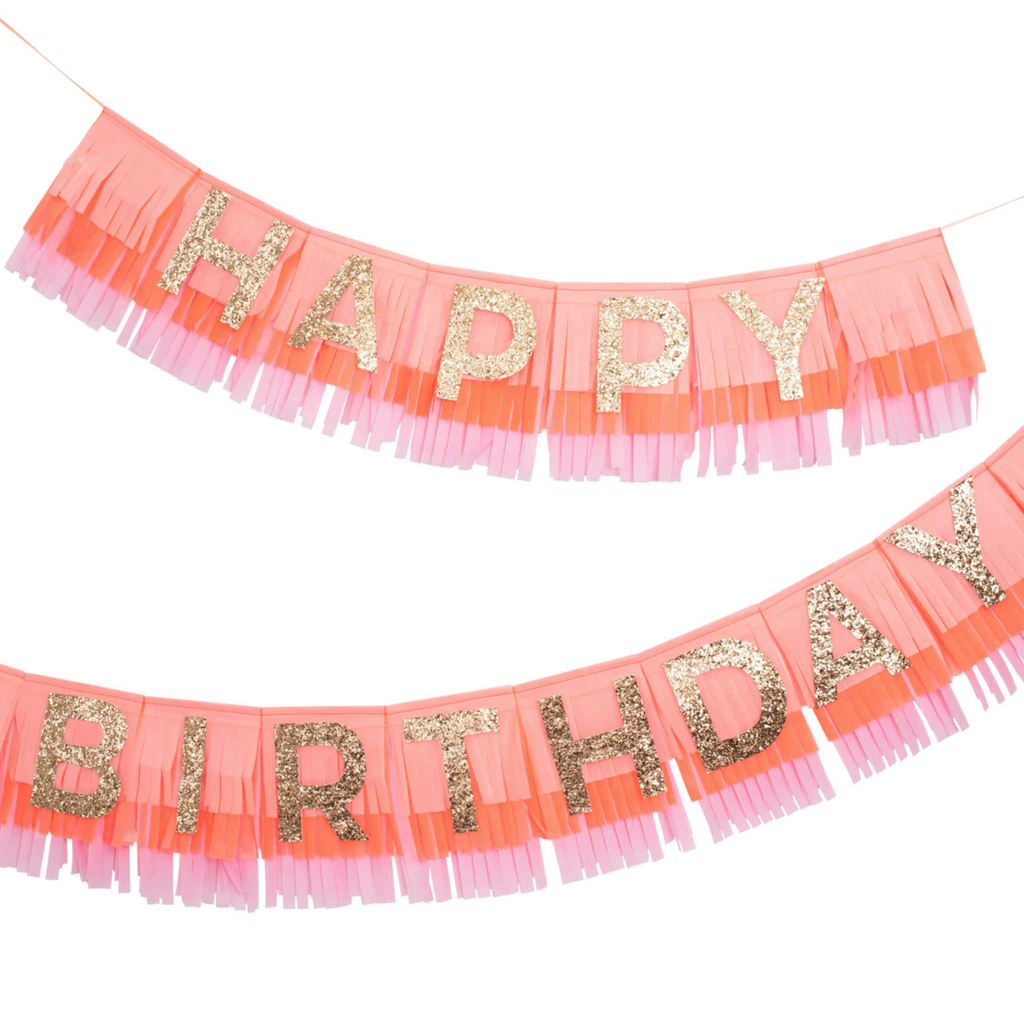 Pink Happy Birthday Banner Fringe Garland