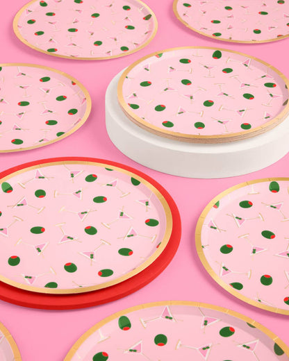 Martini & Olive 9" Round Paper Plates - 25pk