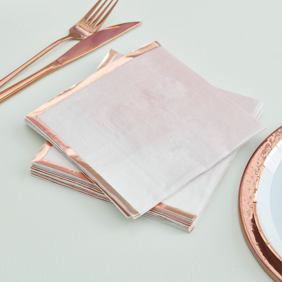 Pink Ombre Watercolor with Rose Gold Napkins