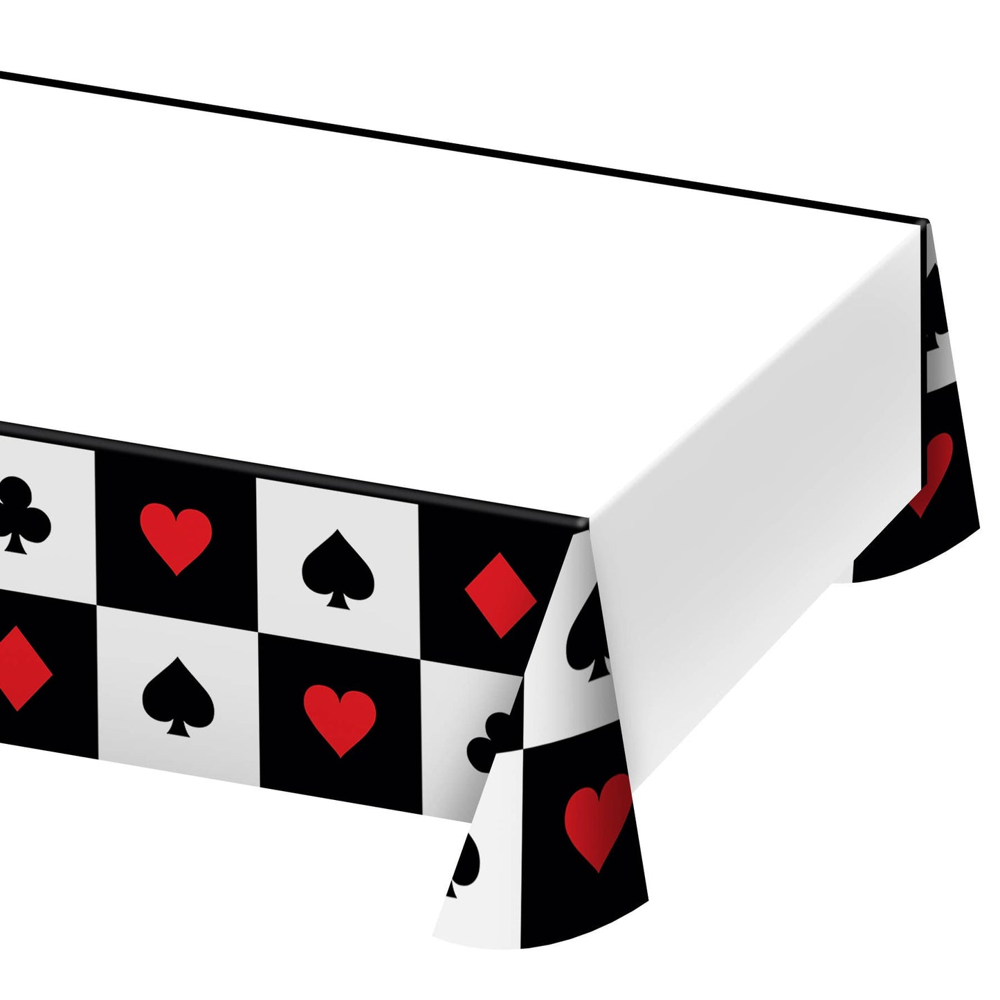 Tablecloth with playing card suits pattern on a white background