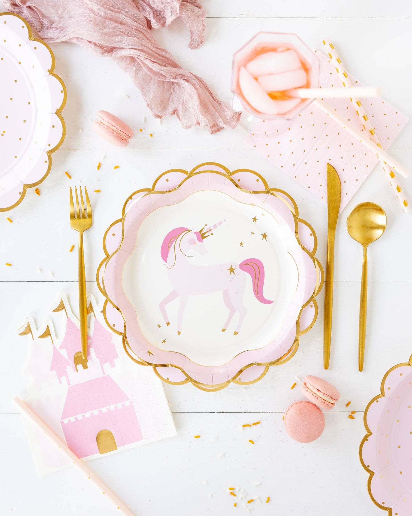 Pink Princess Party Castle Shaped Napkins - 18pk