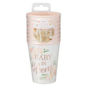 Rose Gold Floral Baby in Bloom Baby Shower Cups