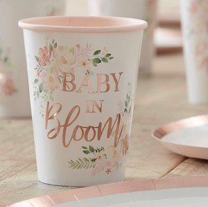 Rose Gold Floral Baby in Bloom Baby Shower Cups