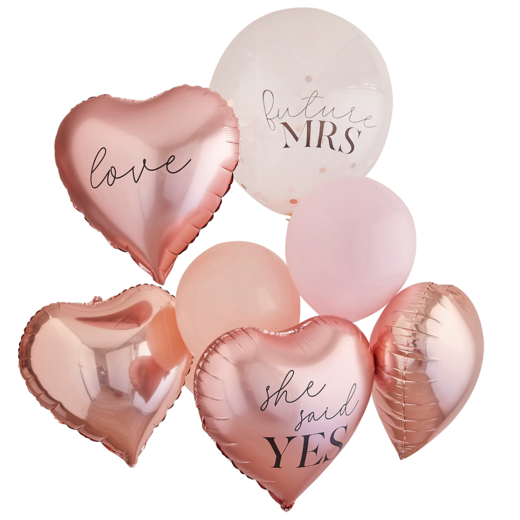 Rose Gold Bridal Shower Assorted Balloons - 9pk