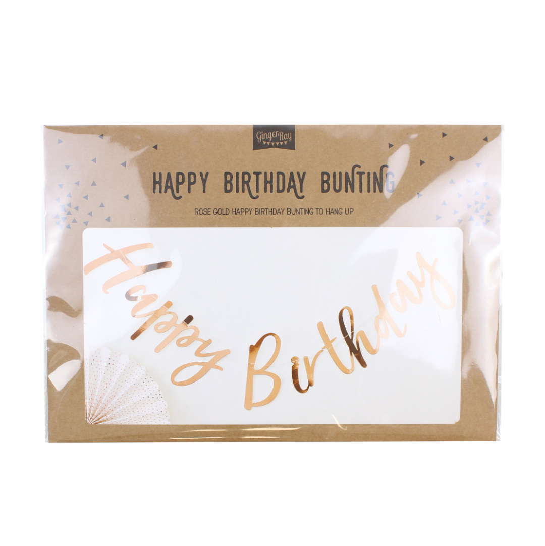 Rose Gold Foiled Happy Birthday Banner