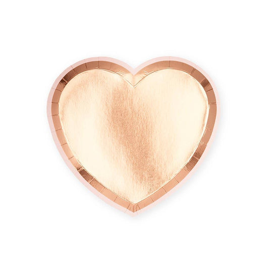 Rose Gold Heart Shaped Small Paper Party Plates - 8pk