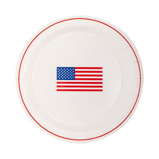 Round American Flag Paper Plates - 8pk