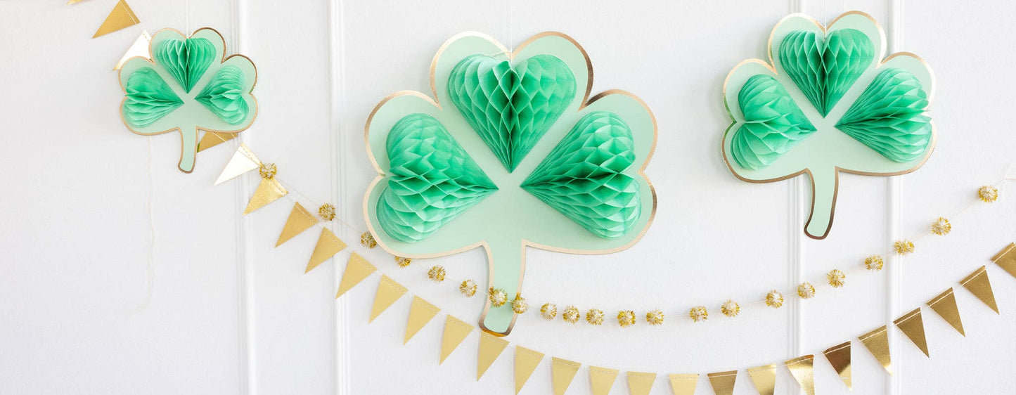 Shamrock Honeycomb Hanging Party Decorations - 3pk