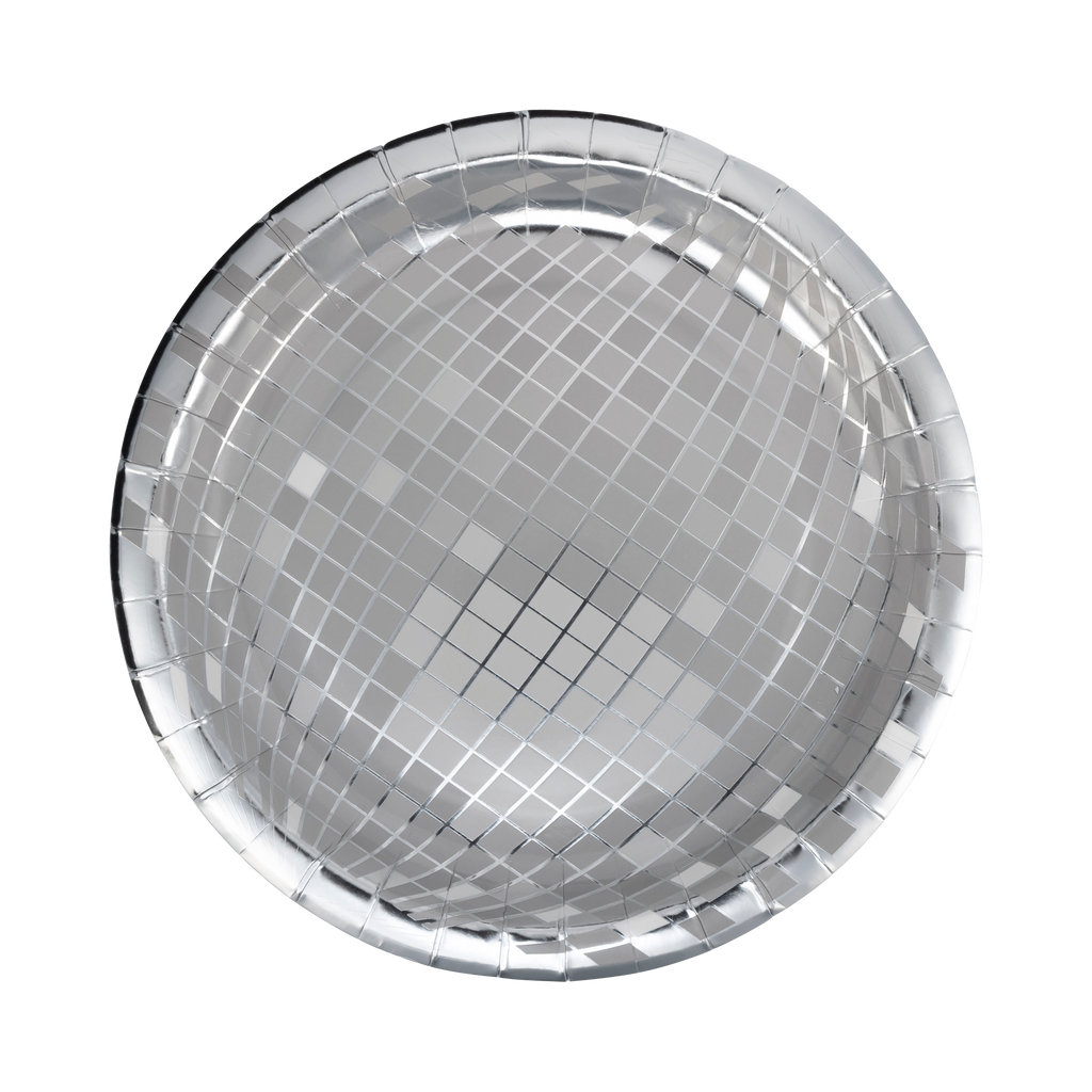 Silver Disco Ball 9" Paper Plates - 8pk