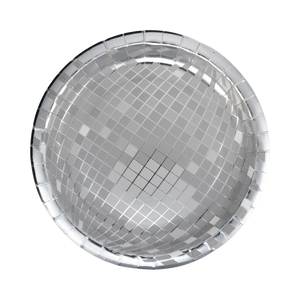 Silver Disco Ball 9" Paper Plates - 8pk