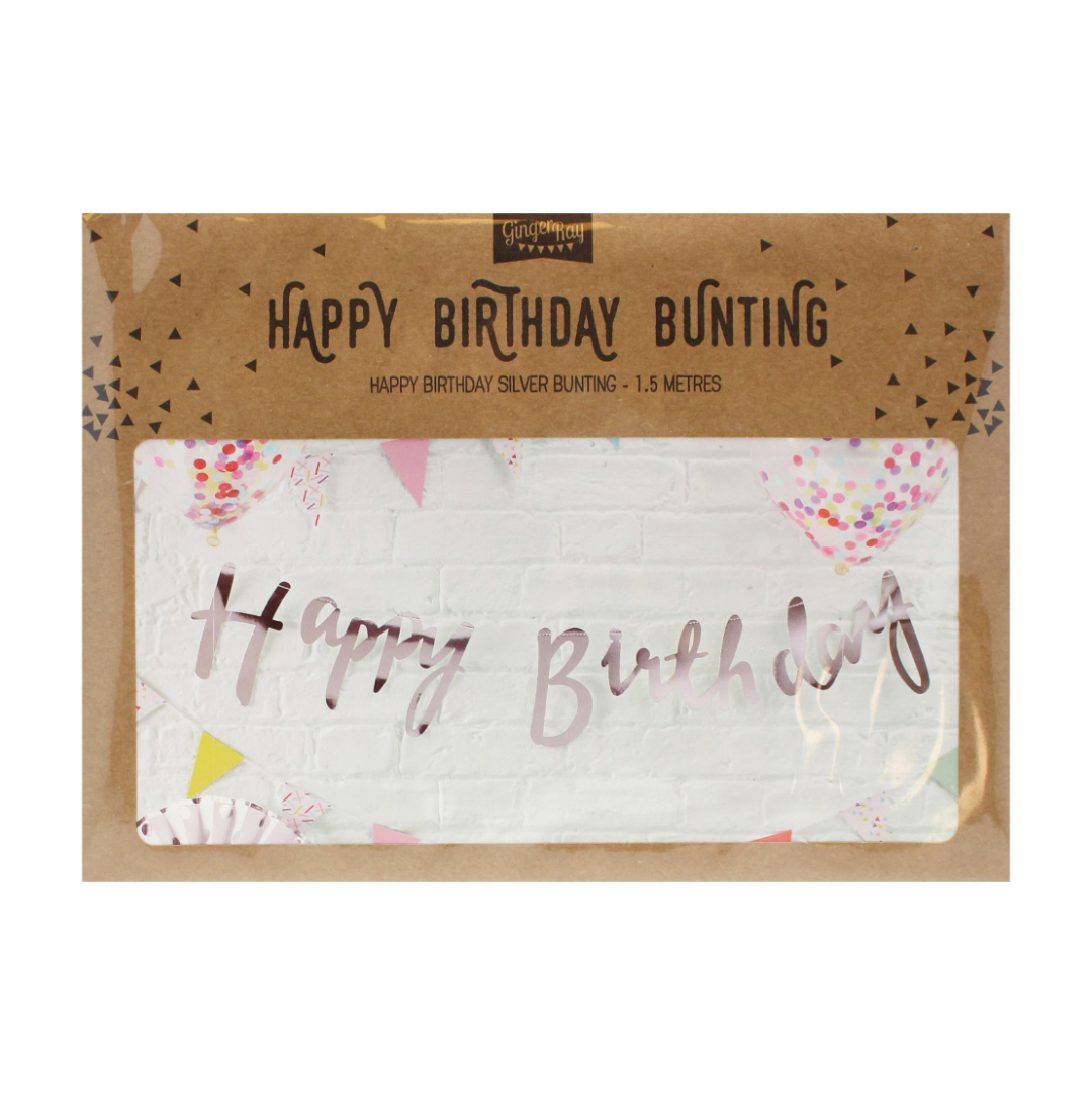 Silver Foiled Happy Birthday Banner