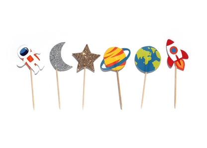 Trip To The Moon Assorted Cupcake Toppers - 12pk