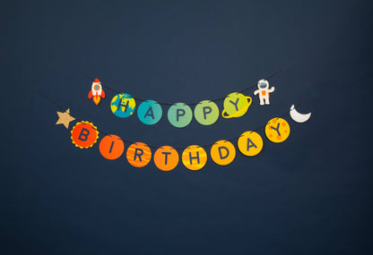 Trip To The Moon Space Party Happy Birthday Banner