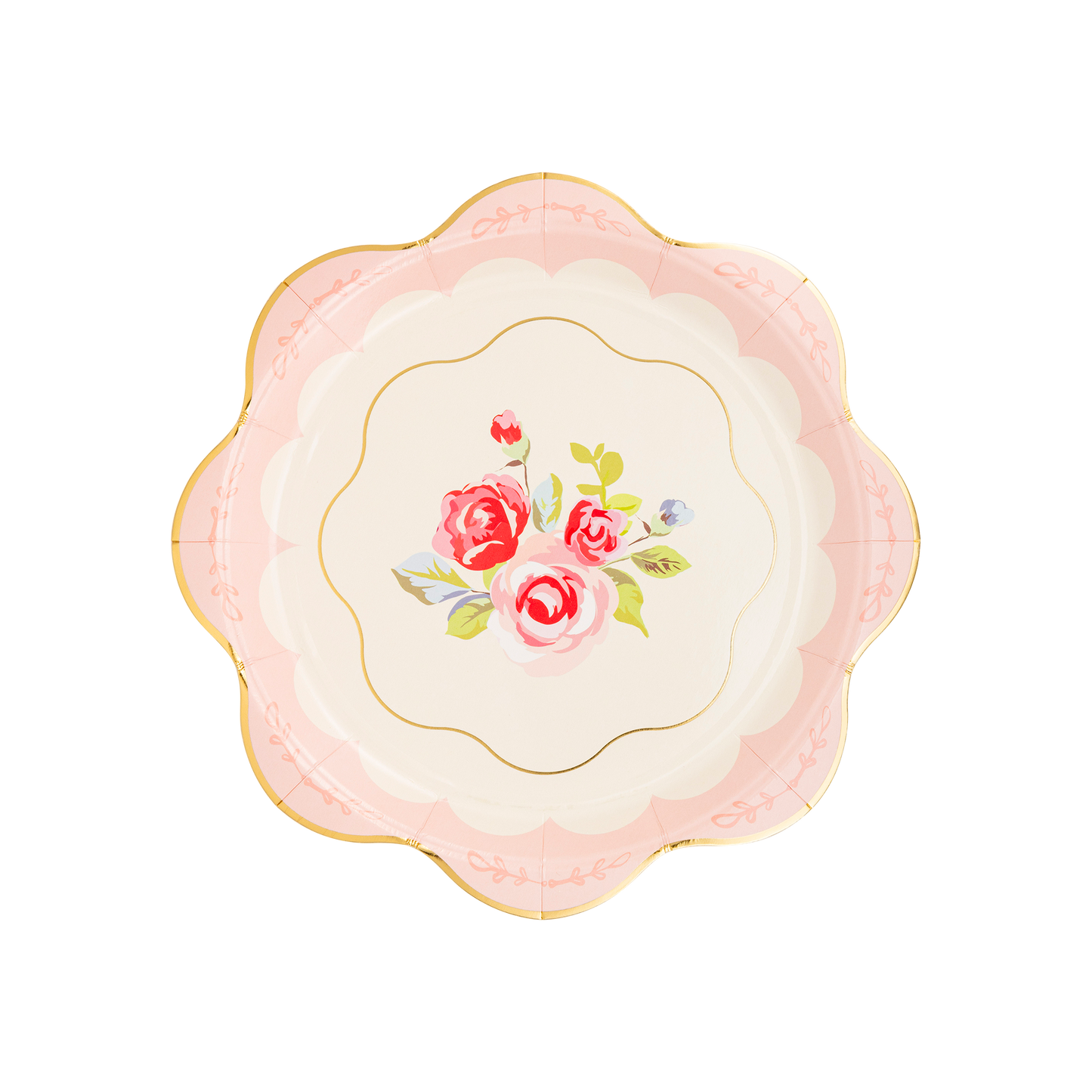 Tea Party Floral Scalloped Round Paper Plates - 8pk