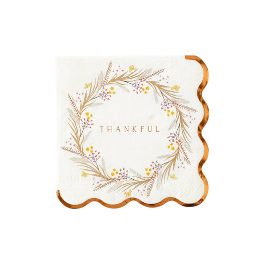 Thankful Harvest Wreath Beverage Napkins - 18pk