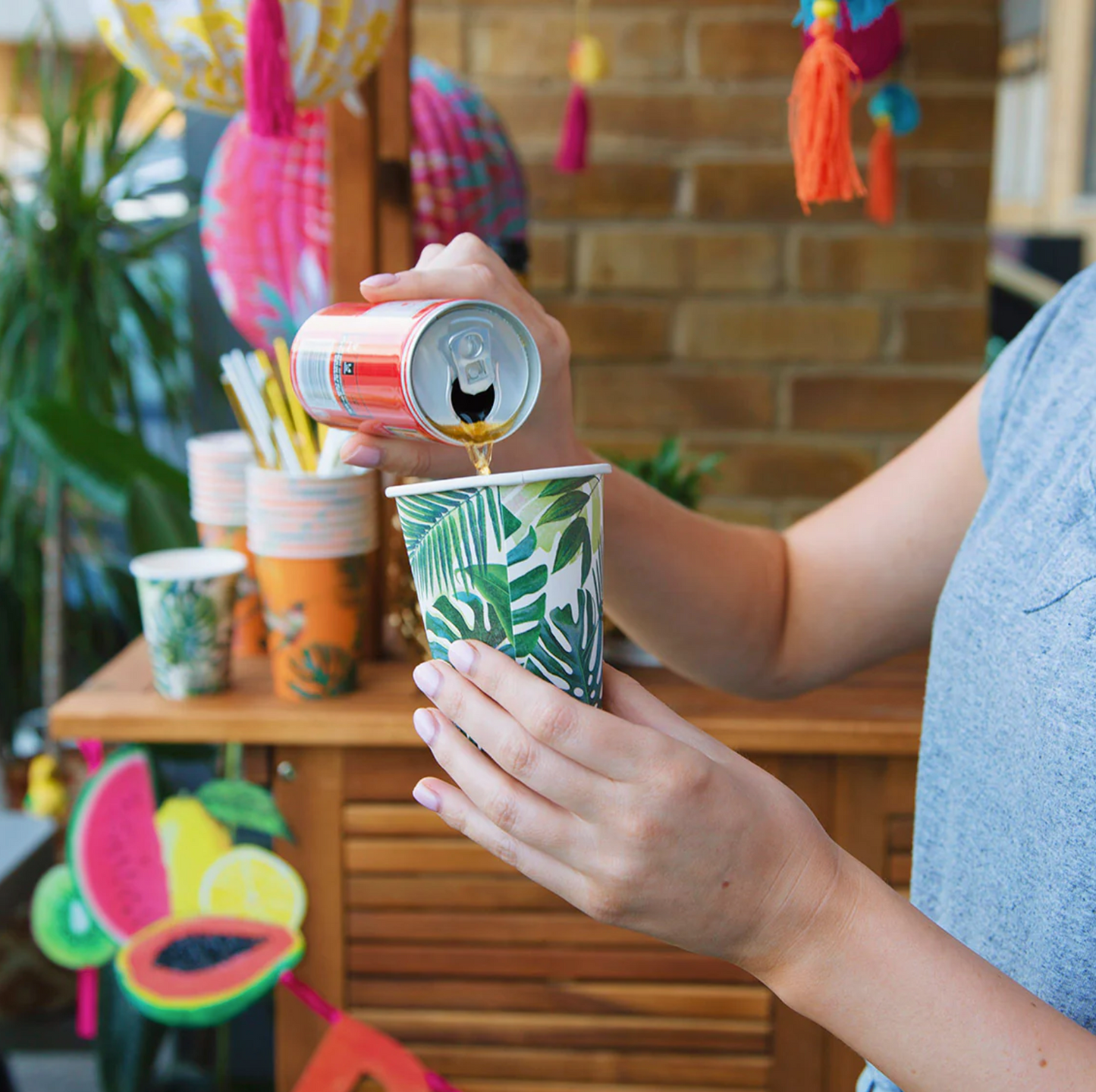 Tropical Palm Leaf Paper Cups - 8pk