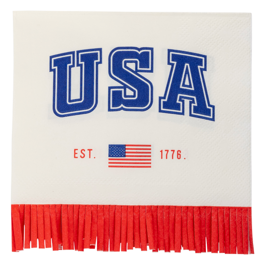 USA Est. 1776 Fringe Paper Cocktail Napkins - 40pk