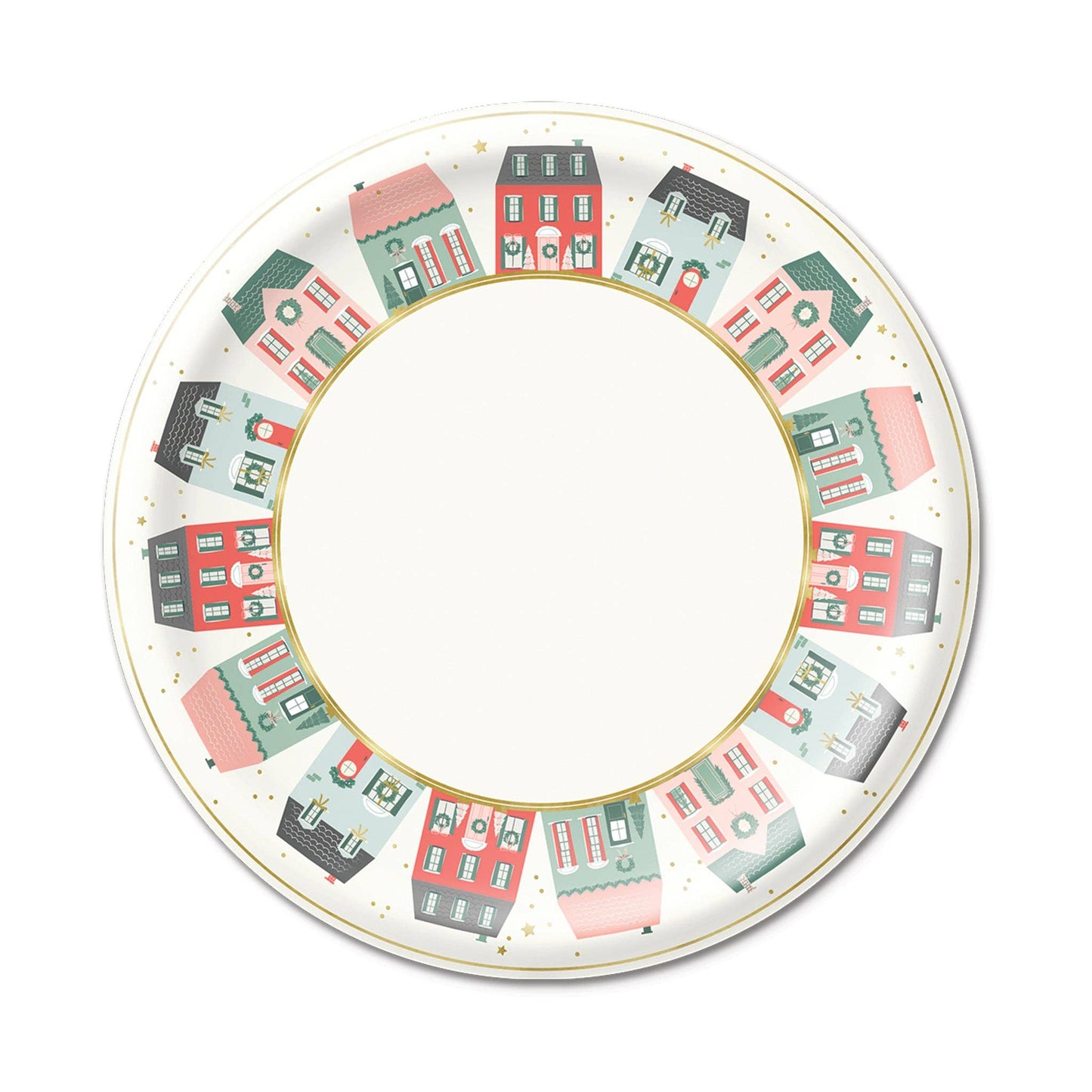 Village Christmas Round 10" Paper Plates - 8pk