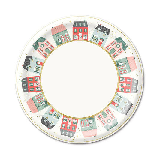 Village Christmas Round 10" Paper Plates - 8pk