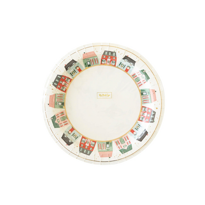 Village Christmas Round 10" Paper Plates - 8pk