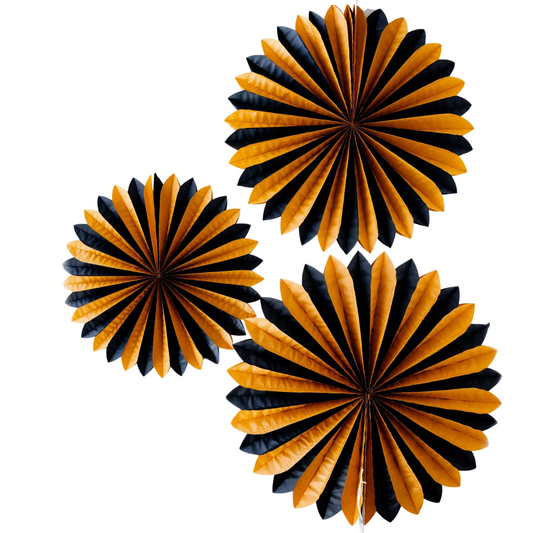 Vintage Halloween Black and Orange Oversized Tissue Party Fans