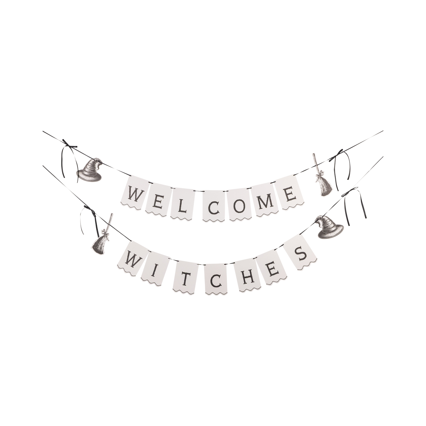 Halloween-themed banner with 'Welcome Witches' text on a white background