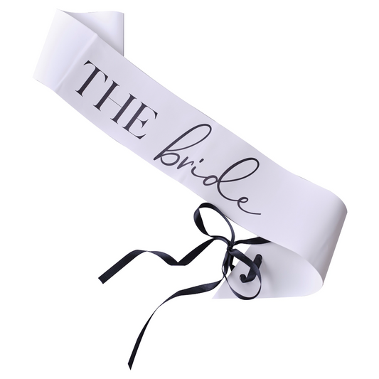 The Bride White Bachelorette Party Sash