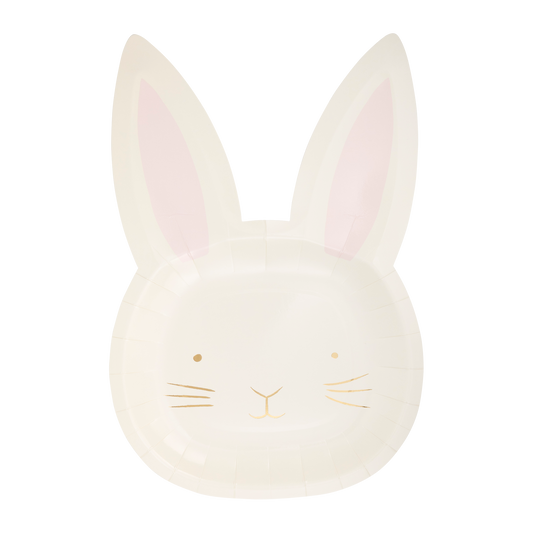 White Rabbit Bunny Face Paper Plates - 8pk