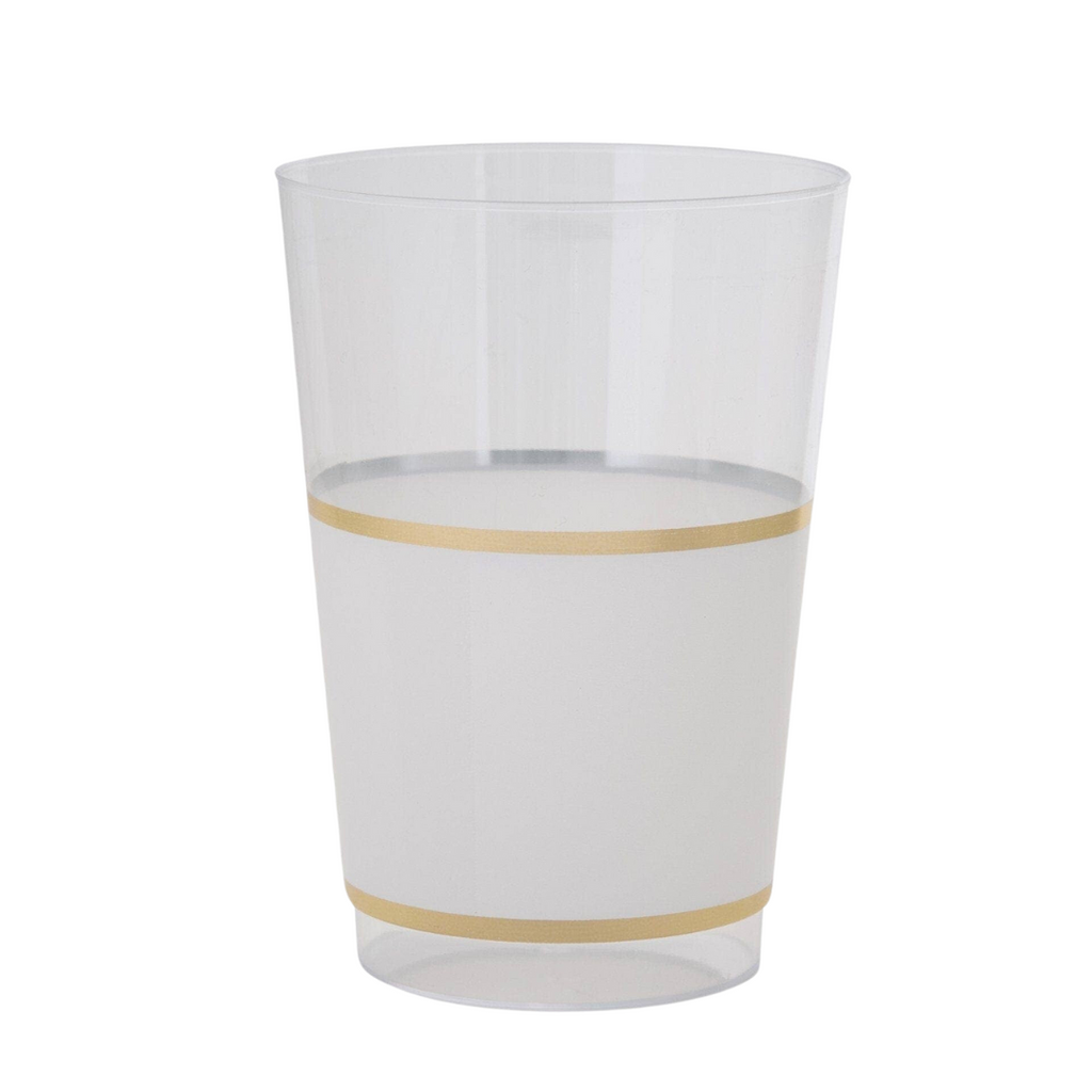 Round White • Gold 12 Oz Plastic Cups | 10 Cups