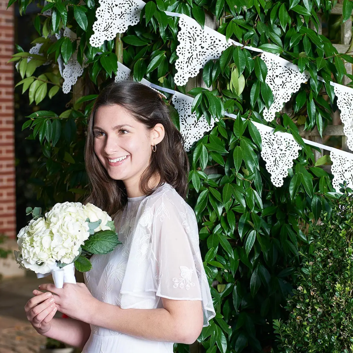 White Lace Paper Pennant Garland