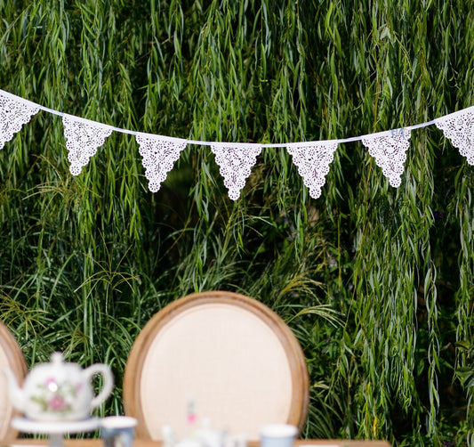 White Lace Paper Pennant Garland