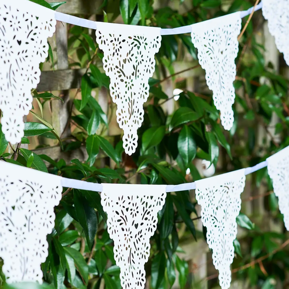 White Lace Paper Pennant Garland