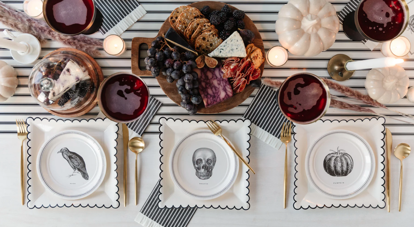 Ephemera Halloween White With Black Edge Scallop Plates