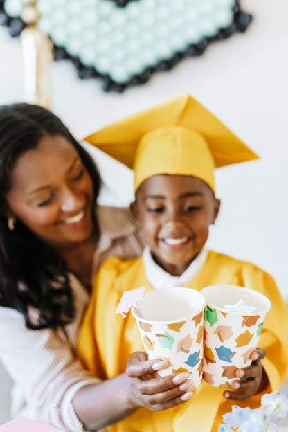 Colorful Grad Caps Paper Party Cups - 8pk