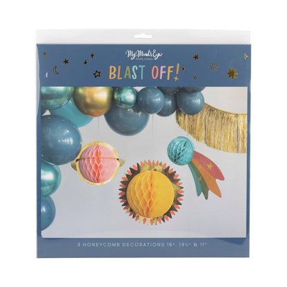 Space Party Hanging Honeycomb Planets - 3pk