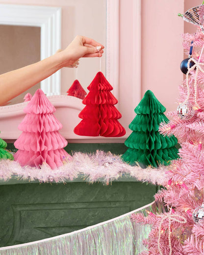 Assorted Honeycomb Christmas Tree Set - 4pk