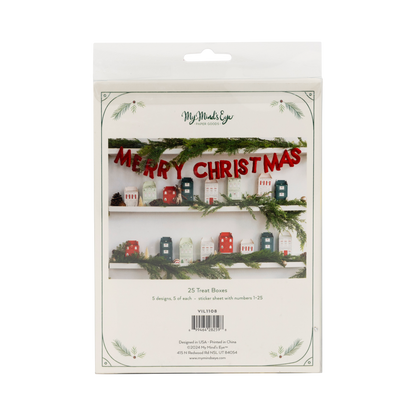 Christmas Village Advent Treat Box Favors - 25pk
