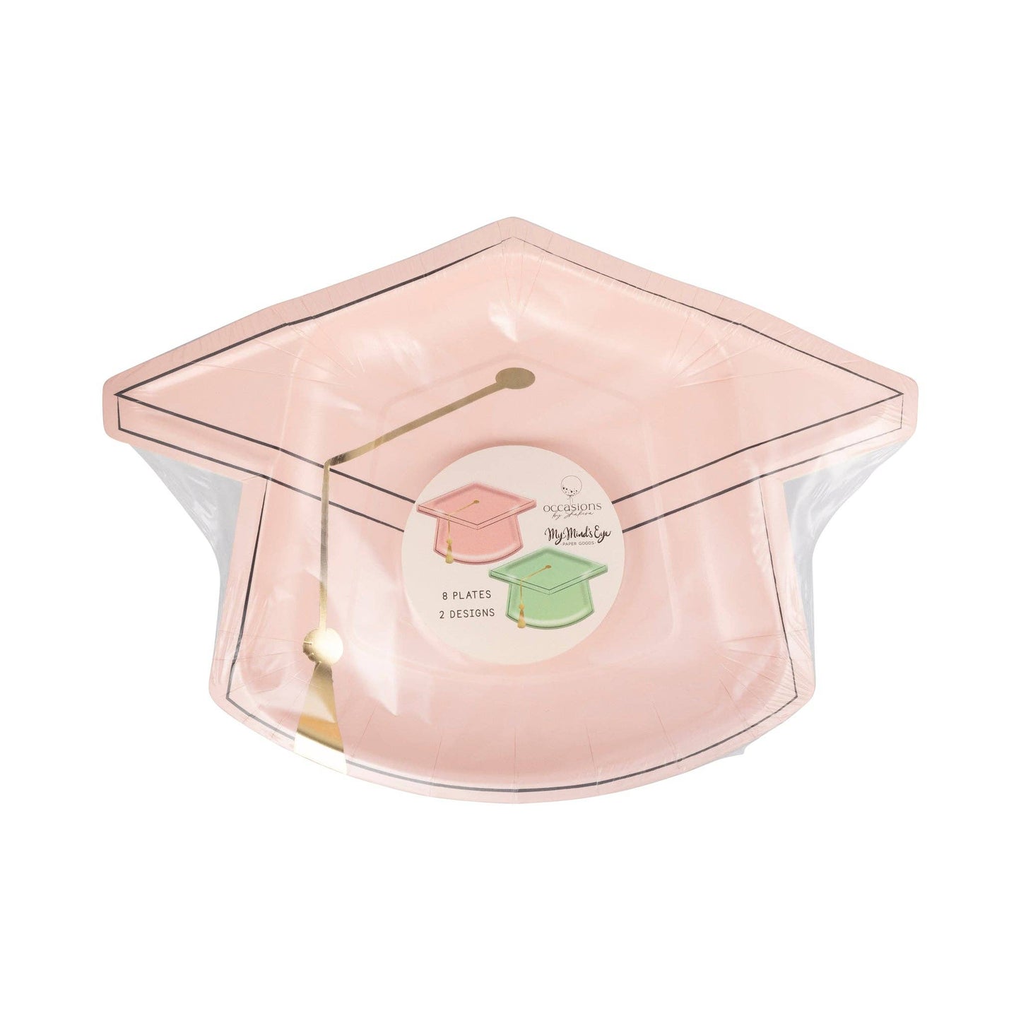 Assorted Pastel Graduation Cap Plate Set - 8pk