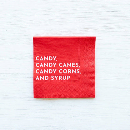 Elf Christmas 'Candy' Red Beverage Napkins - 24pk