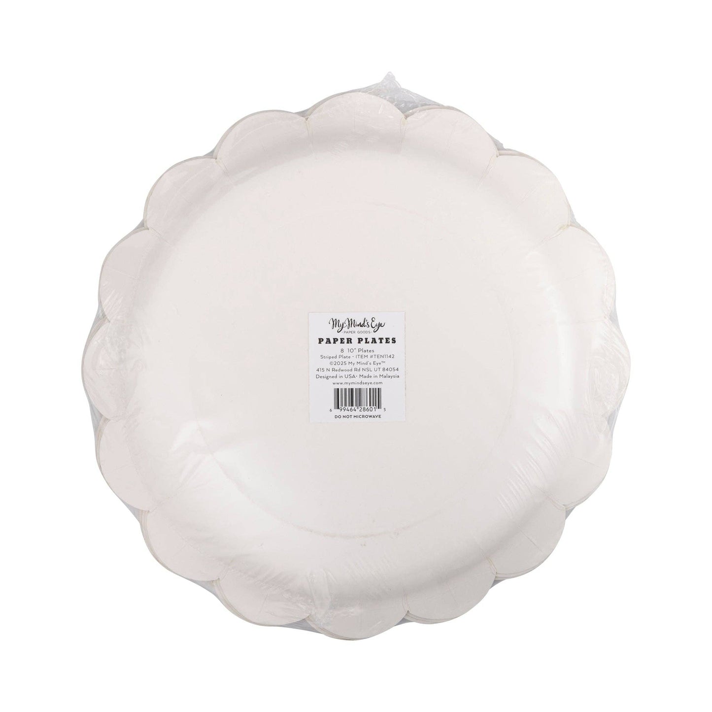 Green & White Striped 10” Paper Plates - 8pk
