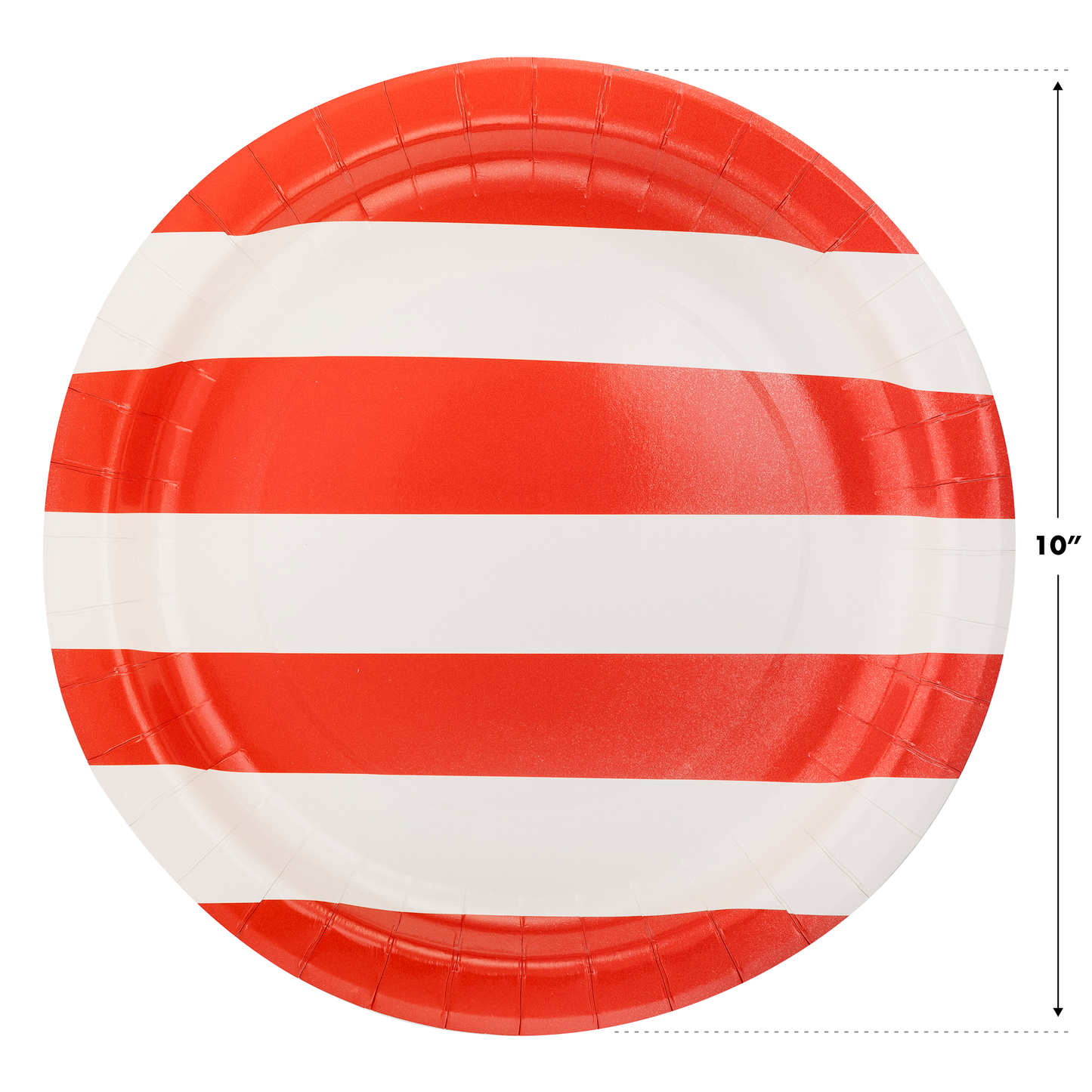 Red Striped 10" Round Paper Plates - 8pk